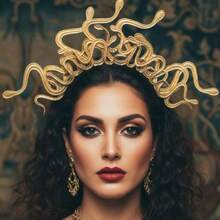 Medusa Snake Headband Gold Goddess Headpieces Halloween Party Rave Festival Hair Accessories For Women And Girls