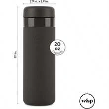 WandP Porter Insulated Bottle 20 Oz Charcoal Terrazzo Clean Taste Ceramic Coating For Water Coffee And Tea Wide Mouth Vacuum Insulated Dishwasher  WPPCB20TZCH
