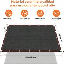 Malla Sombreadora, Toldo Rectangular, Lonas para Exteriores, Sombra Toldo para Jardin, 98 Sombra Exterior, Polietileno Alta Densidad para Patio Jardn, Piscina y Actividades al Aire Libre Negro, 4*6 - Negro + 4*6 - Ver 6