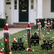 3pcs Christmas Train & Nature Dance, Weaving Holiday Symphony For Your Yard - Black - View 2