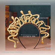 Medusa Snake Headband Gold Goddess Headpieces Halloween Party Rave Festival Hair Accessories For Women And Girls