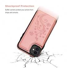 Compatible With IPhone 11 Case Wallet With Card Holder, Embossed Butterfly Premium PU Leather Double Magnetic Buttons Flip Shockproof Protective Cover For IPhone 11 6.1 Inch(Rose Gold){"Color_name":"RoseGold"} - 多色3 - 查看 8