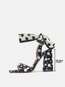 Sandalias de tacón alto para mujer, moda para fiestas y eventos al aire libre, de tacón grueso y punta cuadrada, con diseño de lazo en la cintura y correa en el tobillo, elegantes y lujosas sandalias de tacón alto negro de alta calidad