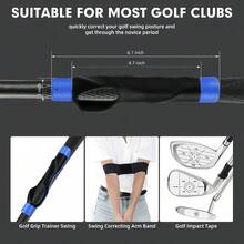 5 - In - 1 Training Kit: Grip Trainer, Swing Correcting Arm Band, High - Resolution Impact Tape Correct Position, Adjustable Tee Height Club Groove Sharpener Adjusting Hitting - 藍色 - 查看 3