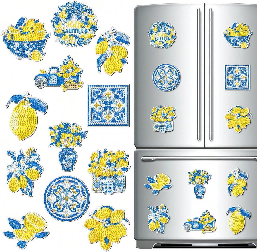 Zonon 12 Pcs Refrigerator Diamond Painting Magnets Easy Diamond Art Painting Magnetic Stickers Kits Fridge Magnets For Adults DIY Home Drs(Classic Mandala)