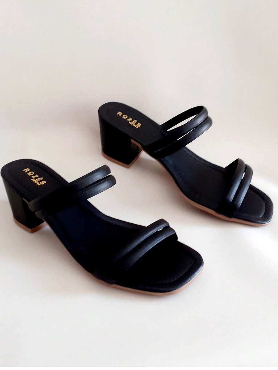 Women's Clog Sandal With Comfortable Medium Heel - 黑色 - 查看 1