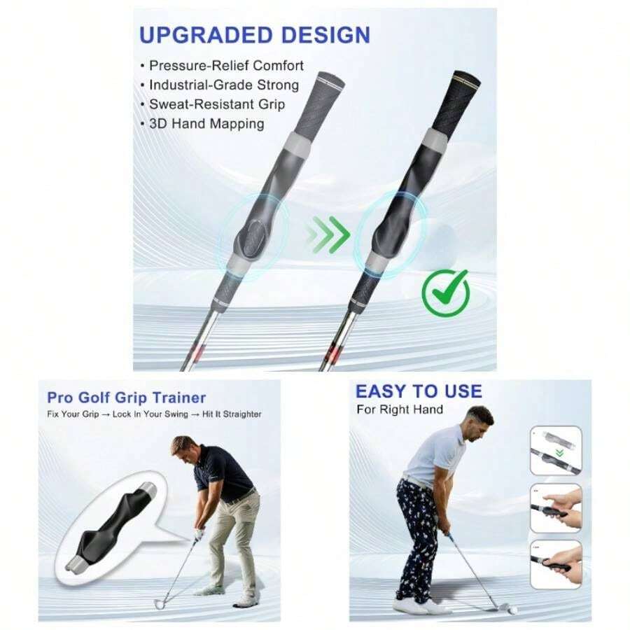 Grip Trainer, Grip Trainer Clubs - Right Hand Training Aid With Design, Corrects Grip Posture And Improves Swing Accuracy - 灰色的 - 查看 1