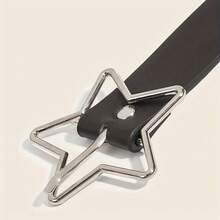 Five-Pointed Star Buckle Belt Full Star Hole Women's Hot Girl Black Belt Decorative Thin Belt With Unique Design, Suitable For Travel And Walking - 黑色 - 查看 5