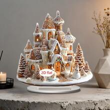 1/2pcs Christmas Desktop Decoration, Carousel, Castle Design, Living Room And Bedroom Home Decor, Office Desktop Decoration, Christmas Gift, 2D Acrylic