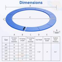 12FT Trampoline Spring Cover W/Split Design Waterproof Surface EPE Foam Padding - Blue - View 3