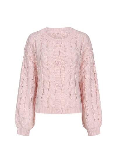 Joy Knit Women's Sweater, Fashion New Style For Autumn/Winter - Basic Tops - Minimalist Casual Versatile - Lovely Cable Knit Crew Neck Button Cardigan Sweater Jacket - Office Outfits For Women - Going Out Tops - Party - New Year