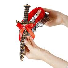 2 Pcs Pirate Sword With Lace Bow Womens Pirate Costume Toy Sword With Thigh Garter Pirate Costume Women Pirate Accessories{"Color_name":"Red-Bronze"} - 紅古銅色 - 查看 4