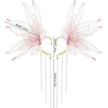 Stunning Mermaid Elf Ear Cuffs With Pearl Tassel, Non Piercing Elven Wrap Clip On Earring For Anime Cosplay Costumes, Halloween Mermaid Accessories Women Men{"Color_name":"LightPurple","Size_name":"OneSize"} - 淺紫色 - 查看 7