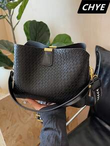 1 Stück Damen PU-Leder Geflochtene Umhängetasche, Kratzfest und Abriebfest, Leicht, Großer Stauraum, Geeignet für Camping, Einkaufen, Pendeln, Arbeit, Dates, Tägliche Reisen, für Damen