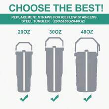 8 Pack Straws IceFlow Stainless Steel Tumbler, Reusable Straws - Trong sáng - Xem 2