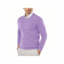 Men's Crew Neck Sweater Slim Fit Lightweight Sweatshirts Knitted Pullover For Casual Or Dressy Wear - 紫色 - 查看 1