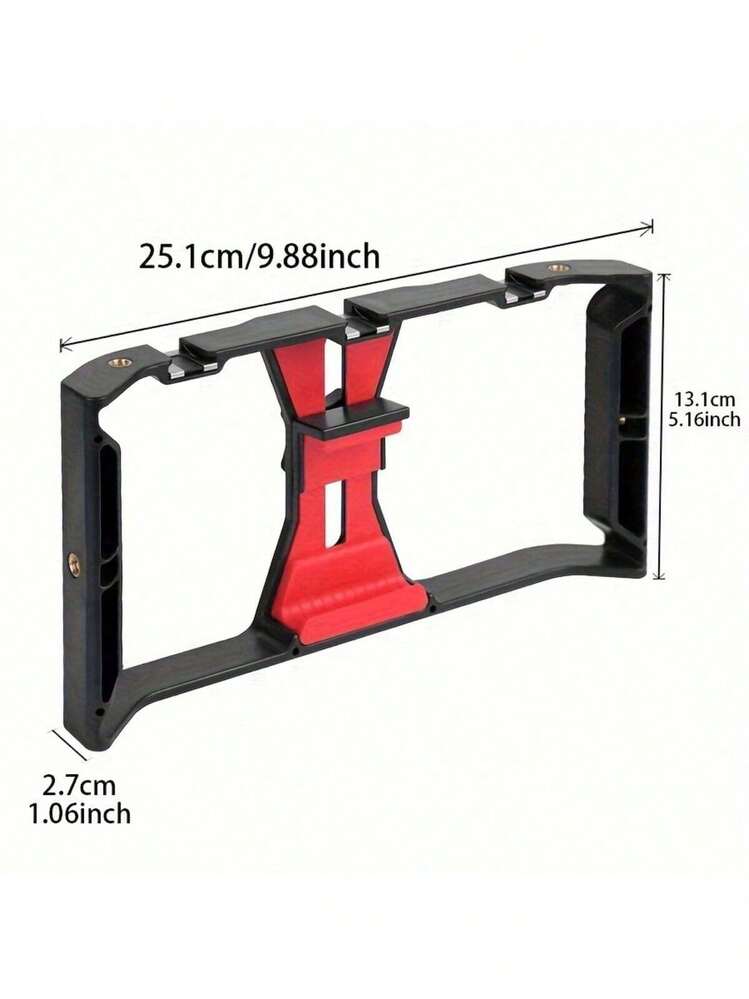 1 Peça Estabilizador de Telefone com 3 Sapatas Frias - Suporte Manual Anti-Vibração | Leve em ABS, Slots para Microfone/Luz e Portas de 1/4" para Transmissão Ao Vivo e Vlogging - preto - Visão 4