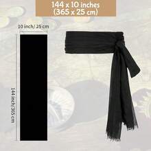 Zando Pirate Accessories Women Men Teens - Pirate Bandana Head Scarf Hat Belt Sash For Halloween Renaissance Themed Cosplay{"Size_name":"OneSize","Color_name":"02Black"} - 02黑色 - 查看 4