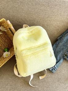 1 Stück modischer, süßer Rucksack aus Plüschmaterial mit Reißverschlussdesign, Umhängetasche, die perfekte Wahl für Herbst und Winter, geeignet für Outdoor-Aktivitäten, Reisen, Wandern, Urlaub von Frauen & Mädchen