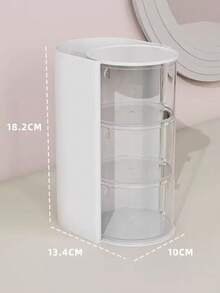 1pc Children's Room Rotating Desktop Storage Box, 2-Layer 3-Compartment Dust-Proof Hair Clip Organizer - Multicolor - View 7