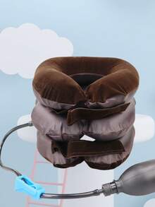 1 Stück brandneuer, sehr gefragter 3-Schichten Plüsch-Faser-verstärkter aufblasbarer Nackenschutz, tragbares aufblasbares Nackentraktionsgerät, Nackenstreckhilfe, Nackenstütze