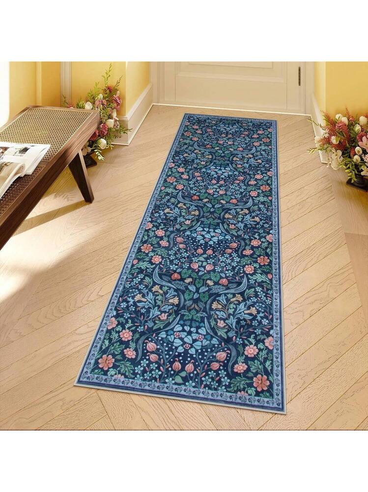 8x10 Washable Green Soft Boho Non Slip Botanical Ultra Thin Floor
