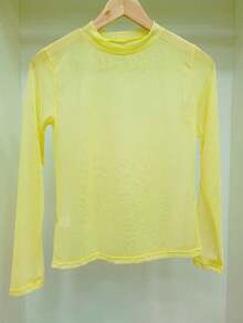 Tulle Busa Long Sleeve Pastel Colors Candy Color Spring Color Block - 黃色 - 查看 3