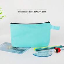 1pc Colorful Canvas Pencil Case, Zipper Style Hand-Held Makeup Bag, Organizing And Storing Stationery Bag, Multi-Color Pencil Case, Hand-Held Bag, Cosmetics Storage Hand-Held Canvas Bag, Simple And Portable,The Color Of The Handle Is Random