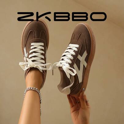 ZKBBO Giày thể thao nữ thường ngày, đế bằng, nhẹ, thoải mái khi tập thể dục, đi bộ, trượt ván
