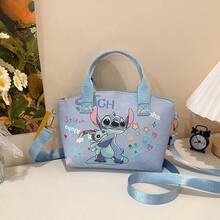 Conjunto de bolso de mano mini y bolso bandolera con estampado gráfico de Lilo y Stitch / Angel - Bolsos de lona multicolor con estilo, con correa de hombro ajustable - Accesorio casual y versátil para uso diario - El regalo perfecto y divertido para adolescentes y adultos jóvenes en cumpleaños u ocasiones festivas