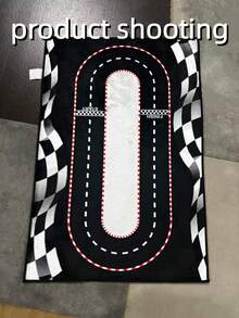 1pc Black & White Checkered Flag Pattern Rug With Racing Track Design, Doormat, Decorative Carpet, Living Room Carpet, Rug, Living Room Area Rug, Area Small Rug, Mat, Home Decor, Large Living Room Carpet, Living Room Home Decor, Room Decor, Washable Carpet Christmas Decor Kitchen Rug