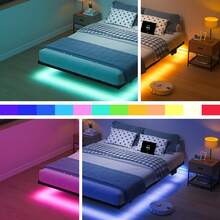 Yanara Floating Bed Frame With Smart LED Lights And Charging Station, Modern Bed With Metal Platform, Easy Assembly, No Box Spring Needed - Nữ hoàng: 160*200cm - Xem 10