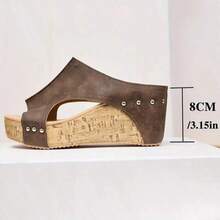 Women's Retro Thick-Soled Wedge Sandals, Suitable For Summer Leisure Vacation Wear - Brown - View 5