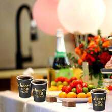 10/20/40pcs 30th 40th 50th 60th Birthday Party Cups Black Gold Disposable Paper Cups Cheers To 40 Years Table Decorations For Men And Women Birthday Wedding Anniversary Party Disposable Party Cups 50th Birthday Party Decorations 30 Year Old Birthday Decorations - Black - View 5