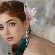 Stunning Mermaid Elf Ear Cuffs With Pearl Tassel, Non Piercing Elven Wrap Clip On Earring For Anime Cosplay Costumes, Halloween Mermaid Accessories Women Men{"Color_name":"LightPurple","Size_name":"OneSize"} - 淺紫色 - 查看 6