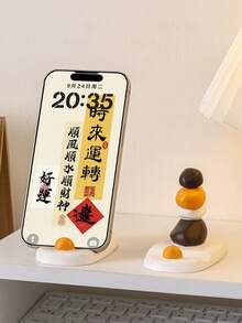 1件叠石雕塑 - 抽象平衡岩石艺术树脂雕塑，5.5英寸，时尚优雅设计，桌面装饰摆件，适合作为家居和办公礼品、生日礼物、毕业礼物（由于产品尺寸相对较小，请在购买前查看尺寸详情）