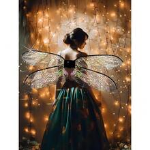 Dragonfly Wings For Adults Halloween Fairy Dragonfly Wings Costume Large Cosplay Dress Up Festive Party Favor{"Color_name":"BlackDazzlingColor"} - 黑色炫彩 - 查看 5