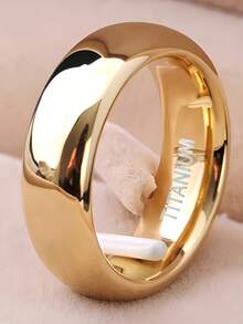 6毫米宽钛金镀层戒指 - 金色，现代简约风格，经久耐用，适合婚礼、情人节、毕业典礼、周年纪念日等场合，男女皆宜，采用优质仿宝石打造，时尚配饰，情侣戒指 - 彩色 - 查看 20