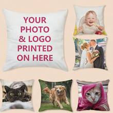 Custom 18x18" Pillow Cover - Personalized Pet & Lover Design, Perfect For Gifts, Anniversaries, Thanksgiving, Valentine's Day, Sofa Decor & More - Soft Polyester, No Insert - Trộn - Xem 6