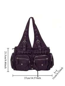 Y2K Vintage Women's Handbag With Large Capacity, Retro Rivets, Multiple Pockets, Personalized Street Shoulder Bag, Fashionable And Detachable Shoulder Strap, Women's Wallet With Multiple Colors To Choose From, Perfect For Parties, Commuting, Gatherings, And Work As A Perfect Fashion Gift