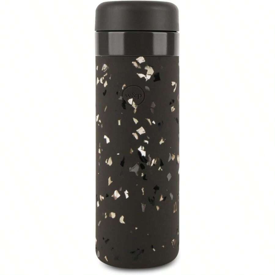 WandP Porter Insulated Bottle 20 Oz Charcoal Terrazzo Clean Taste Ceramic Coating For Water Coffee And Tea Wide Mouth Vacuum Insulated Dishwasher  WPPCB20TZCH