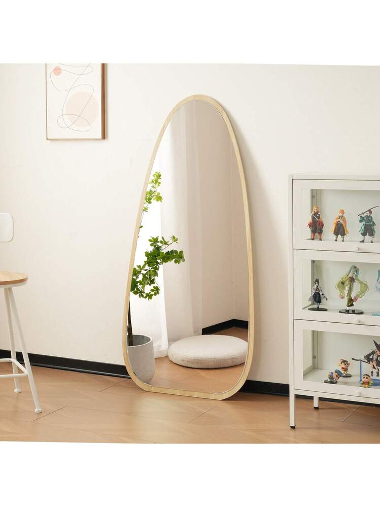 全身鏡 水滴型 150×70cm 北欧 木目調 スタンドミラー 壁掛け 立てかけ