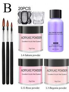 15g Acrylic Powder Nail Art Kit, Acrylic Powder And Liquid Set, Crystal Liquid Set With Glitter 3D Nail Brush, Pink White Transparent Acrylic Nail Powder Set, Suitable For Beginners DIY At Home, Comes With Acrylic Nail Brush. - Pink - View 7