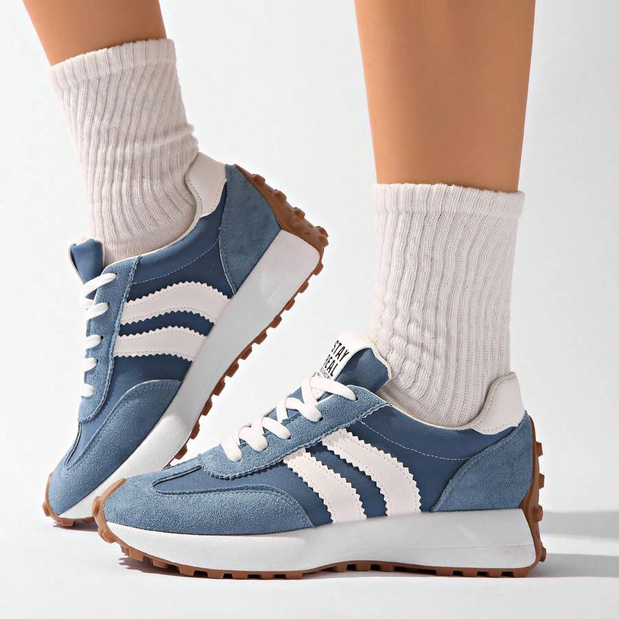 Women's Minimalist Training Shoes, Retro Lace-Up Round Toe Rubber Sole Sneakers, Low-Top Casual Athletic Shoes, Lace-Up Round Toe Walking Shoes
