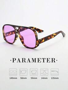 1pc Unisex Square Large Frame High-Quality Stylish Glasses, Suitable Driving, Casual, Holiday Travel, Party And Daily Use CHW9 - sss龜殼框紫色錠劑 - 查看 3