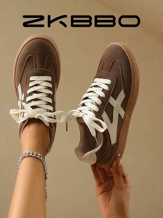 ZKBBO Women's Casual Sneakers, Flat, Lightweight, Comfortable For Fitness, Walking, Skateboarding