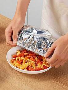 10 piezas/30 piezas Papel de aluminio para envolver alimentos, plateado, elástico, apto para contacto con alimentos, sin olor, adecuado para almacenar sobras y protección contra el polvo, para uso en cocina y restaurante, apto para contacto con alimentos - Plateado - Ver 3