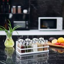 Thipoten Magnetic Spice Rack Strong Magnetic Shelf With 2 Removable Hooks Perfect Space Saver For Small Kitchen Apartment Awesome Metal Cabinet For Holding Spices Jars Salt Beverage White