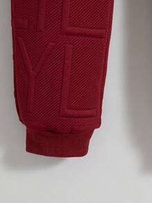 2pcs Boys Casual Solid Color Zipper Hoodie Jacket And Pants Set, Suitable For Spring And Autumn - Burgundy - View 11
