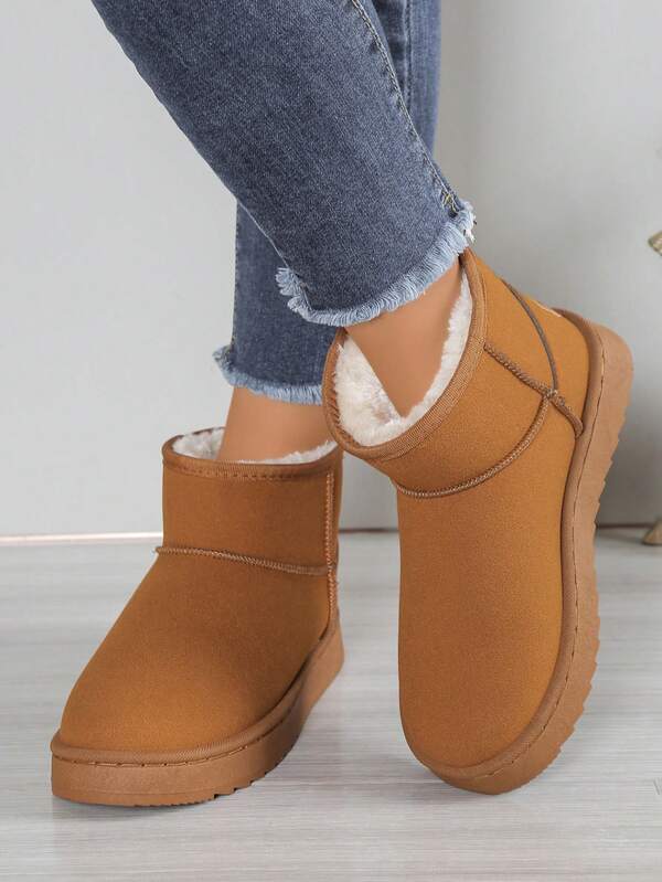 Women's Snow Boots, Thermal Lined, Thick, Warm, Non-Slip, Flat Ankle Boots